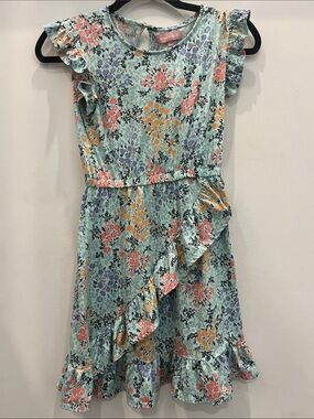 BCBGirls Floral Mint Dress with Coral and Yellow Accents